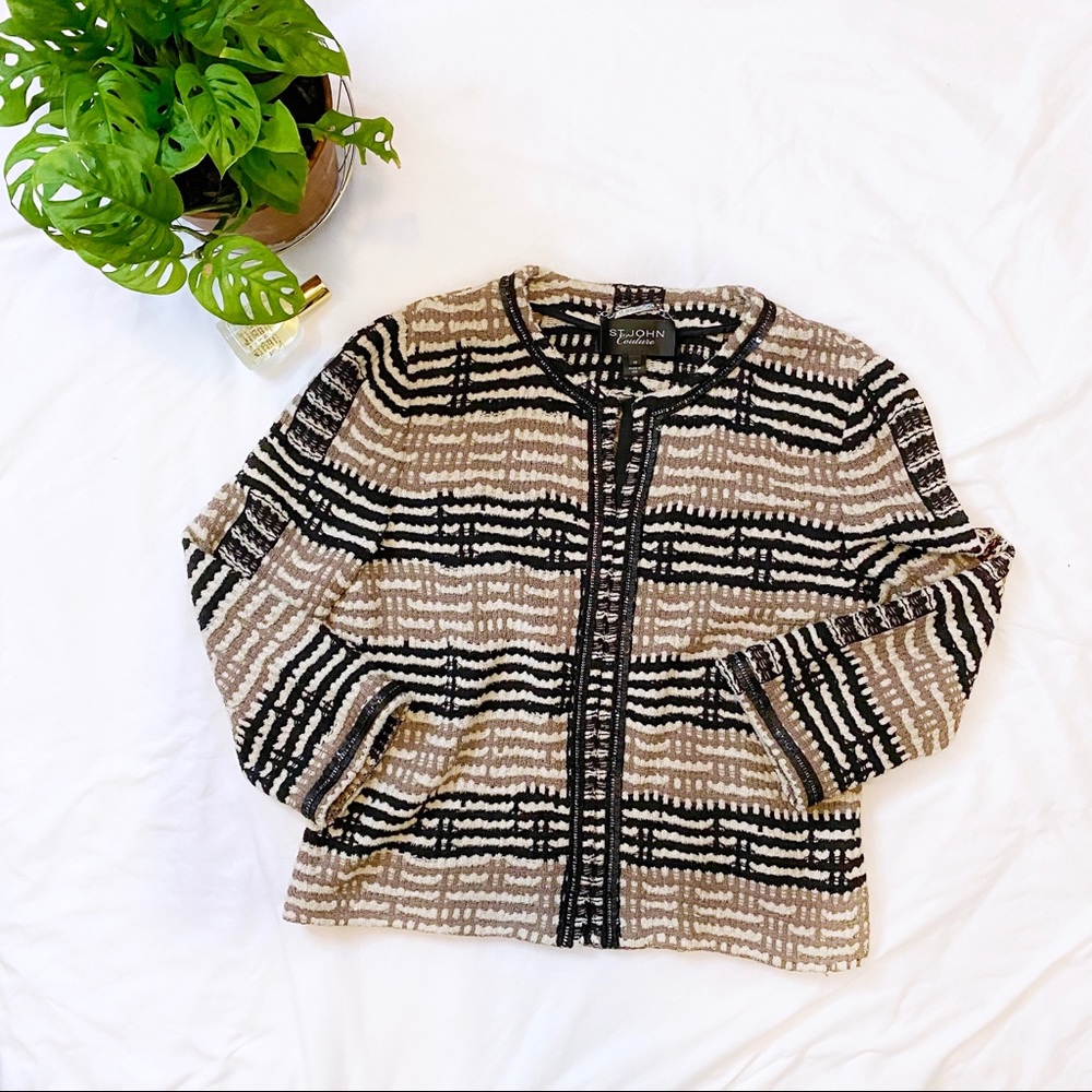 St. John Couture Textured Cardigan Blazer 10